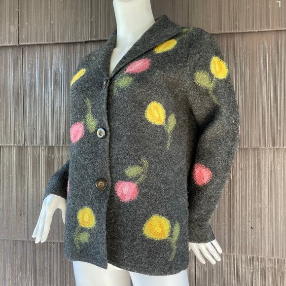🔥Caroll Reed Wool Floral Embroidered Artsy Sweater Cardigan Cottage Grandmacore - Picture 3 of 15